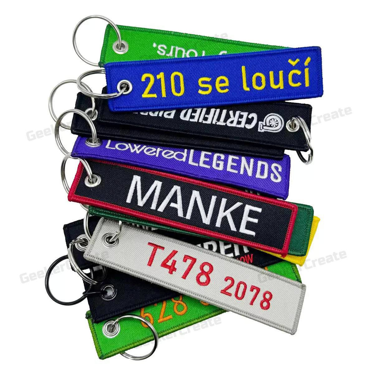 Custom Embroidered Patch Keychain Brand Logo Name Text Key Tag