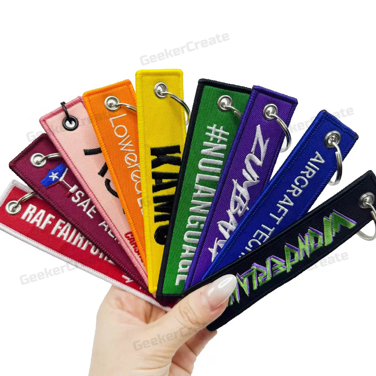 Custom Embroidered Patch Keychain Brand Logo Name Text Key Tag