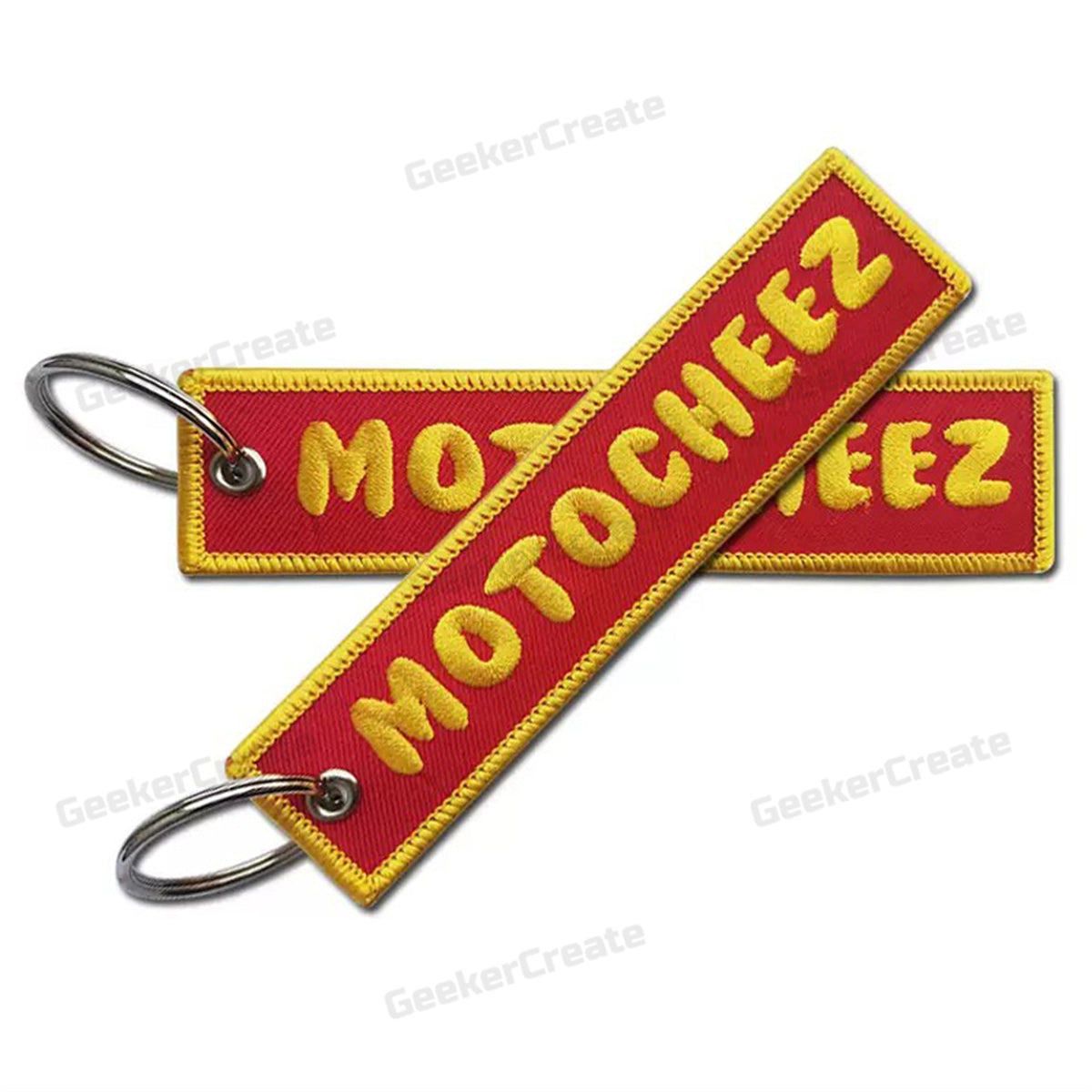 Custom Embroidered Patch Keychain Brand Logo Name Text Key Tag