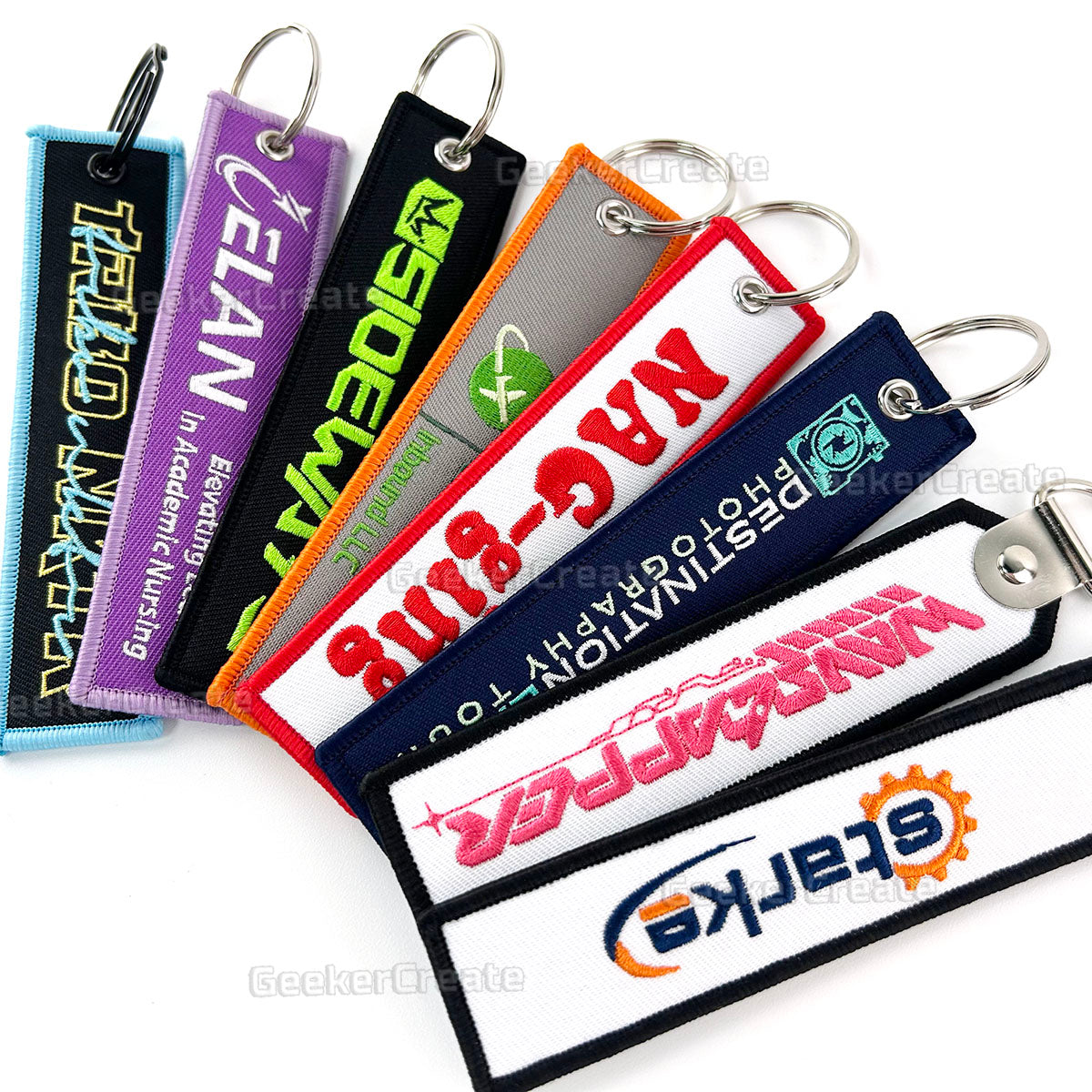 Custom Embroidered Flight Tags & Brand Double-Sided Jet Tag Keychains ...