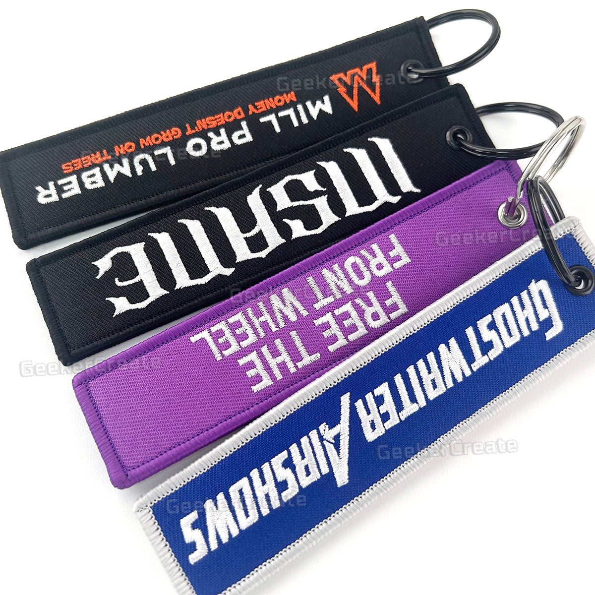 Custom Embroidered Flight Tags & Brand Double-Sided Jet Tag Keychains ...