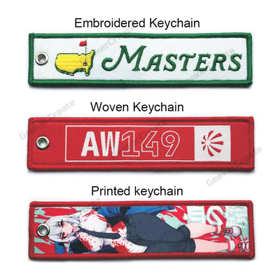 Custom Patch Keychain Embroidered Woven Printed Key Tag with Logo