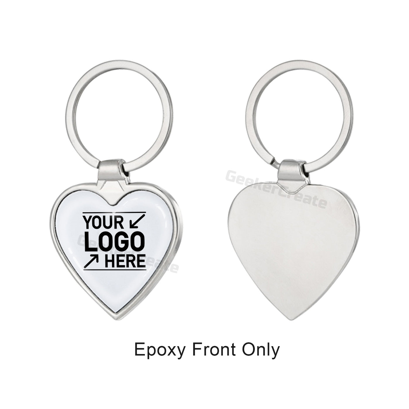 Custom Epoxy Dome Heart Metal Keychain Resin Stainless Steel Keyring