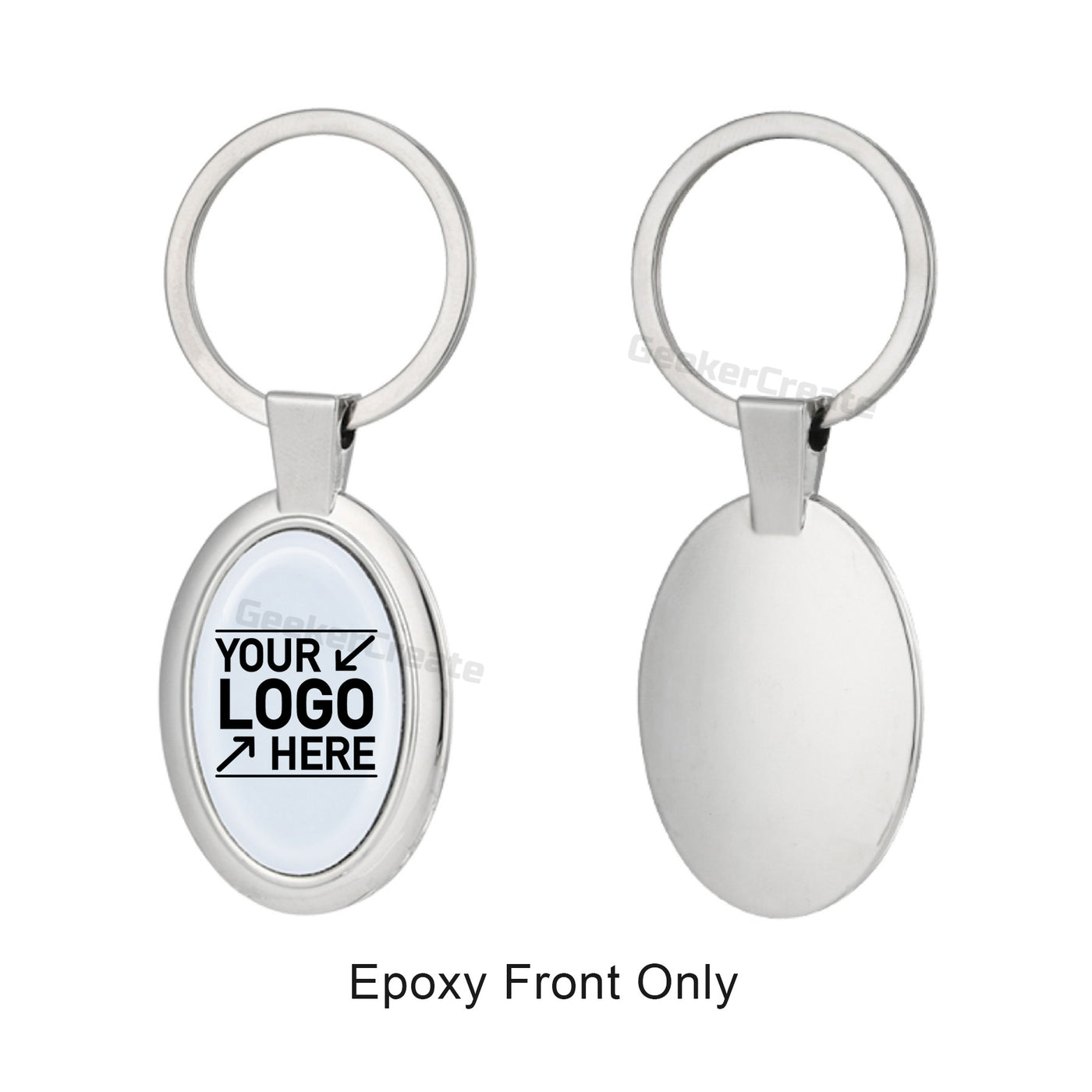 Custom Epoxy Dome Oval Metal Keychain Resin Stainless Steel Keyring