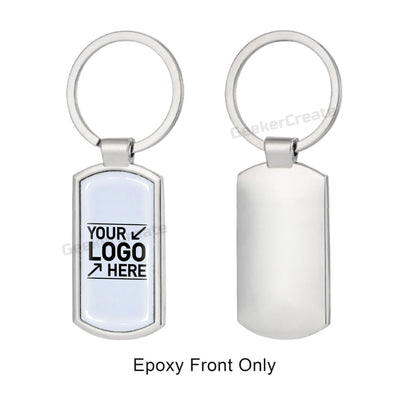 Custom Epoxy Dome Rounded Rectangle Metal Keychain Resin Stainless Steel Keyring