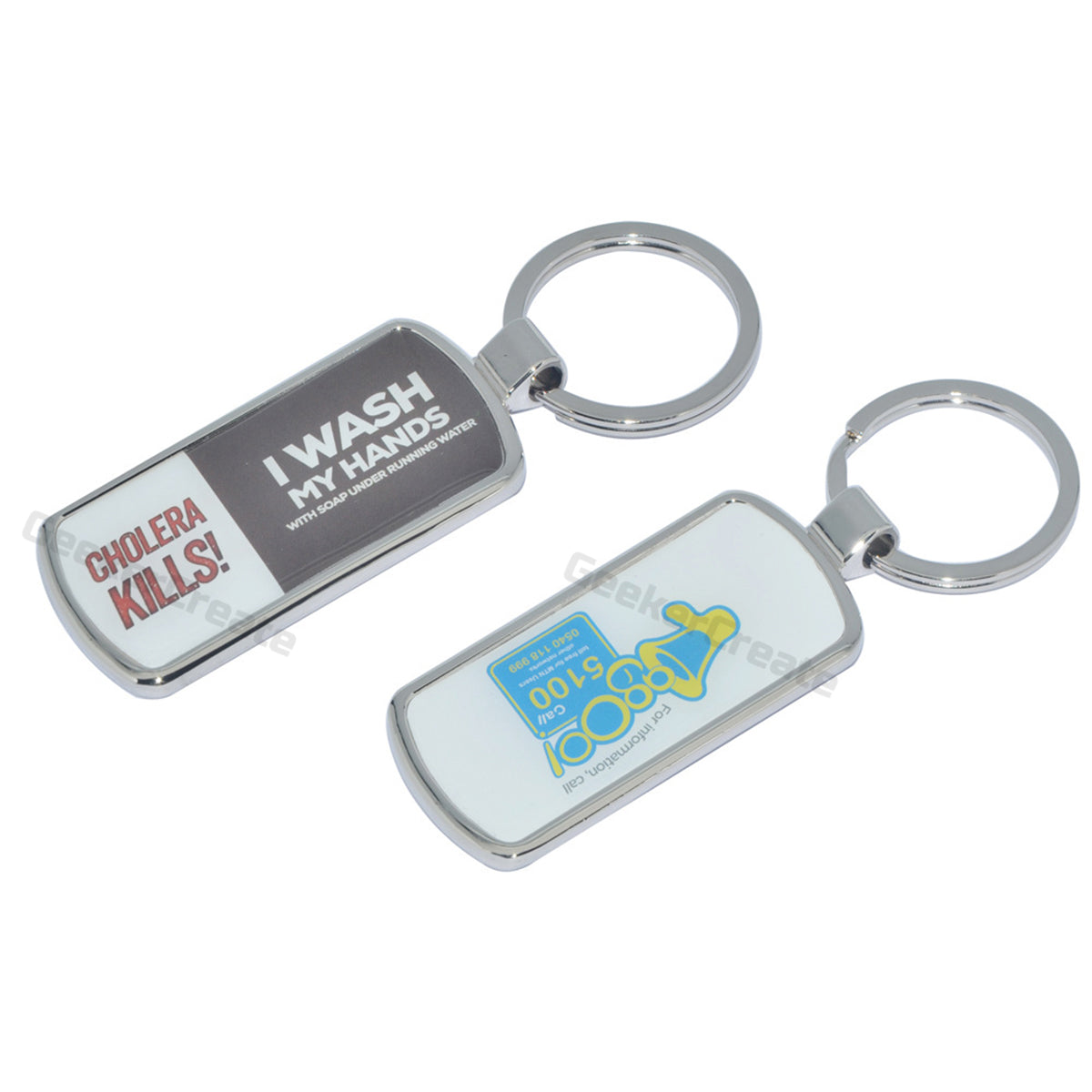 Custom Epoxy Dome Rounded Rectangle Metal Keychain Resin Stainless Steel Keyring