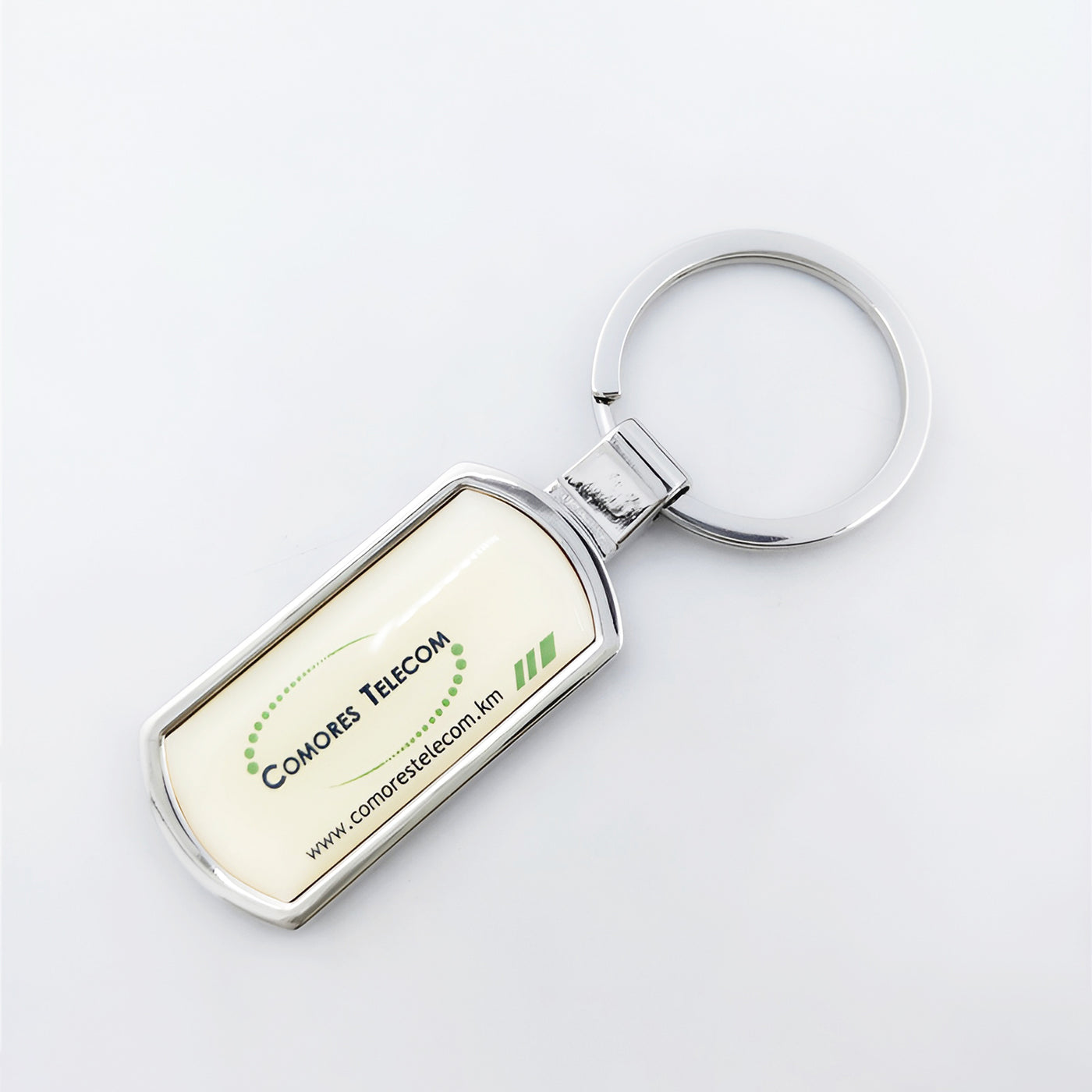 Custom Epoxy Dome Rounded Rectangle Metal Keychain Resin Stainless Steel Keyring