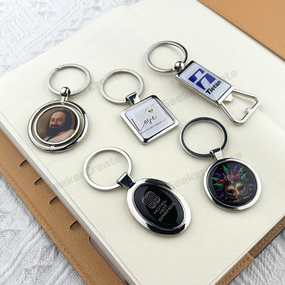 Custom Brand Epoxy Dome Metal Keychain Resin Stainless Steel Keyring