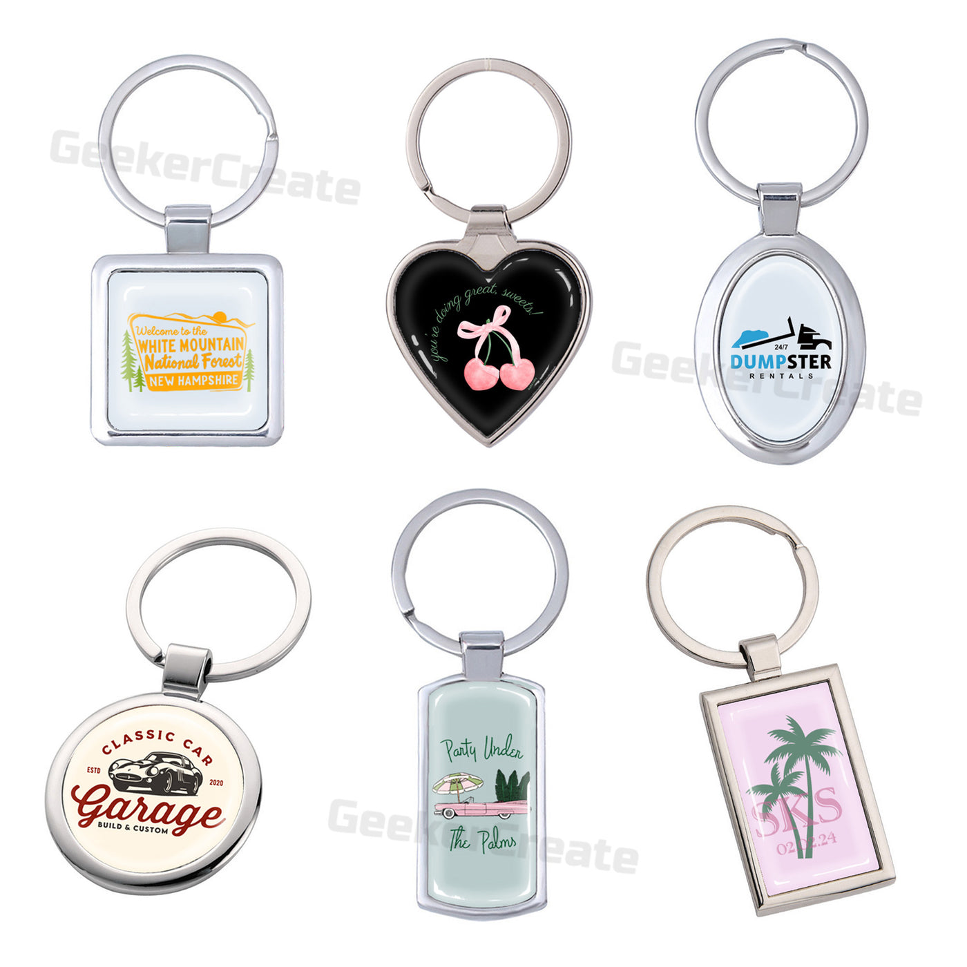 Custom Brand Epoxy Dome Metal Keychain Resin Stainless Steel Keyring