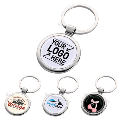 Custom Epoxy Dome Round Metal Keychain Resin Stainless Steel Keyring