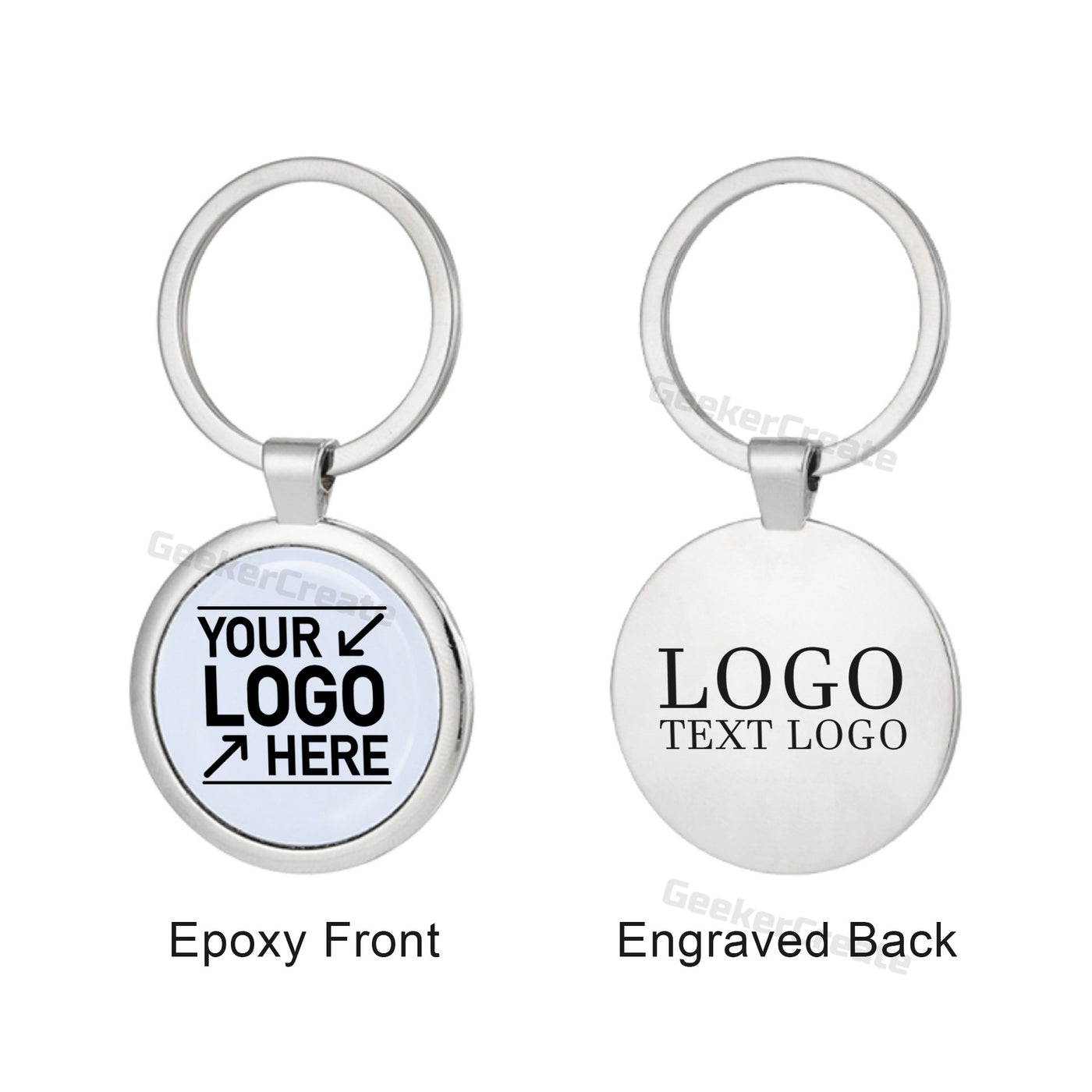 Custom Epoxy Dome Round Metal Keychain Resin Stainless Steel Keyring