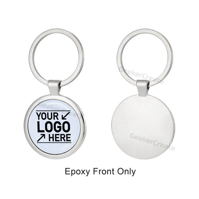 Custom Brand Epoxy Dome Metal Keychain Resin Stainless Steel Keyring