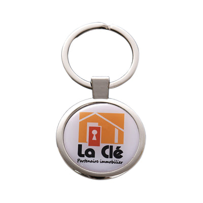 Custom Brand Epoxy Dome Metal Keychain Resin Stainless Steel Keyring