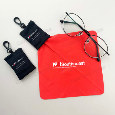 Custom Logo Printed Microfiber Lens Glasses Cleaning Cloth Keychain Pouch