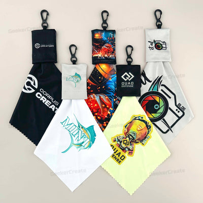 Custom Logo Printed Microfiber Lens Glasses Cleaning Cloth Keychain Pouch