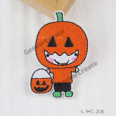 Embroidered Patches Iron On For Jacket Shirt Hat Shoes - 15pcs/set -Halloween Terror Pumpkin Bat Witch Trick Or Treat