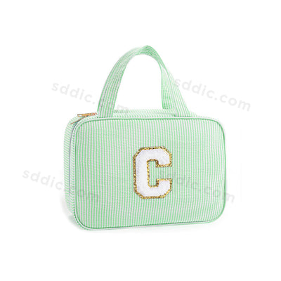 Letter Travel Hanging Toiletry Bag Initial Makeup Stripe Bag for Women