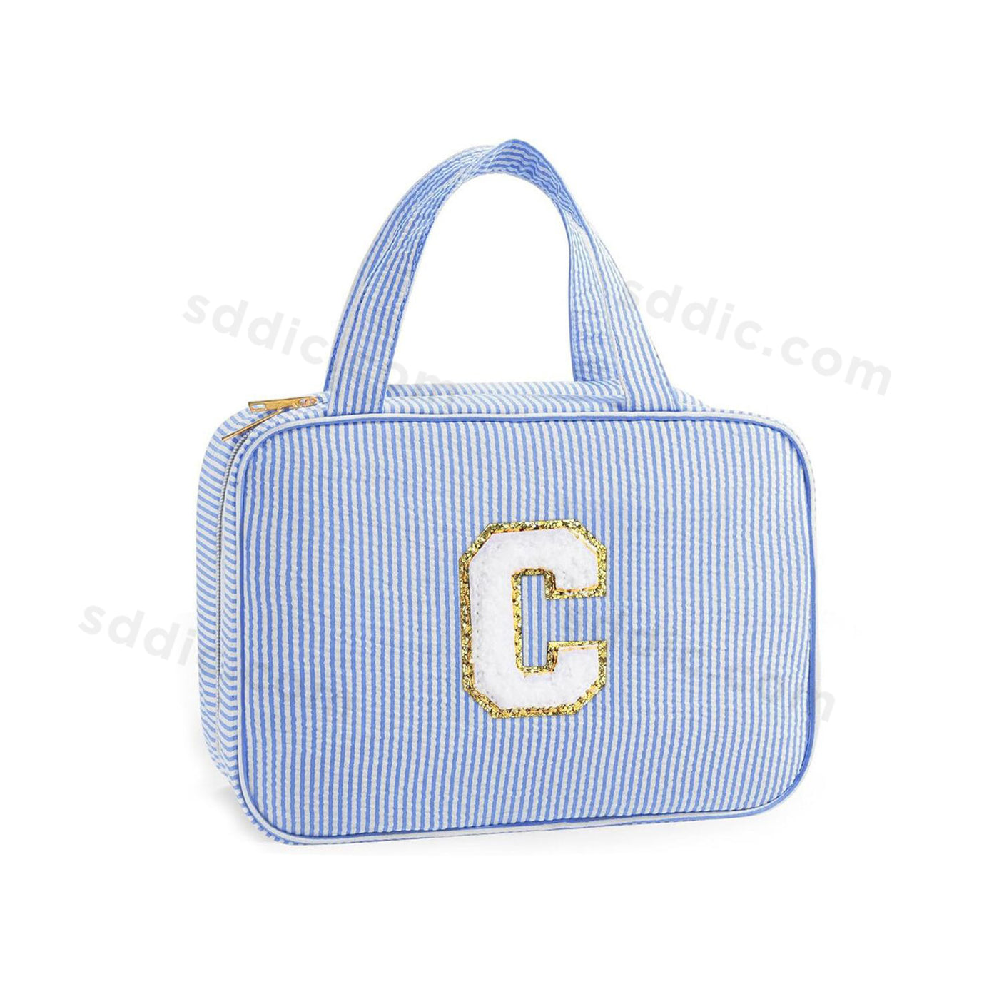 Letter Travel Hanging Toiletry Bag Initial Makeup Stripe Bag for Women