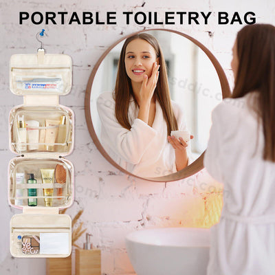 Letter Travel Hanging Toiletry Bag Initial Makeup Stripe Bag for Women