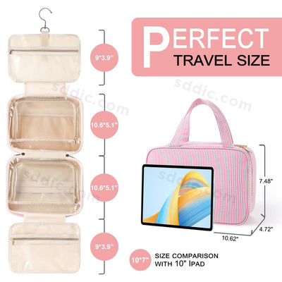 Letter Travel Hanging Toiletry Bag Initial Makeup Stripe Bag for Women