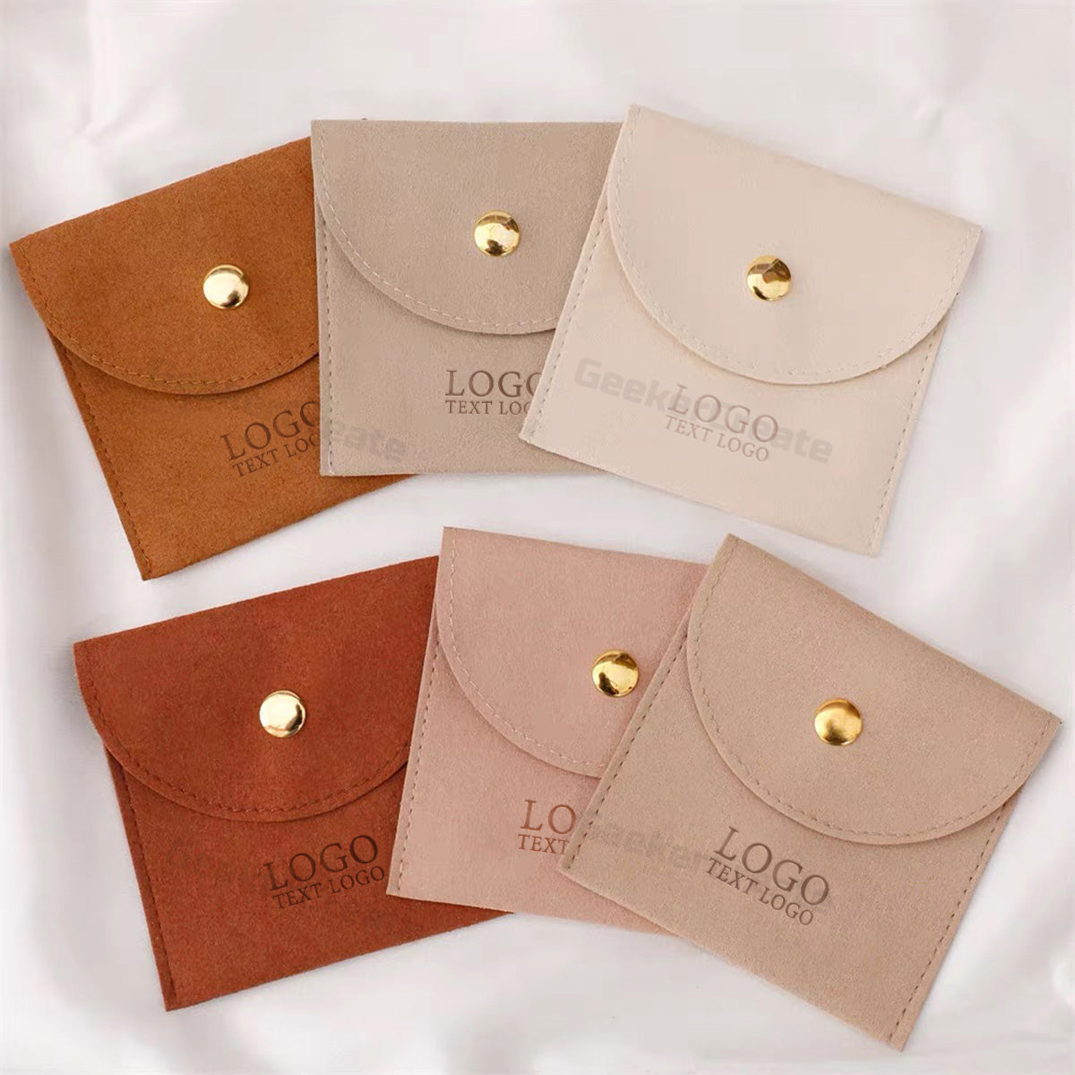 Custom Logo Package Jewelry Pouch Microfiber Envelope Bags With Button