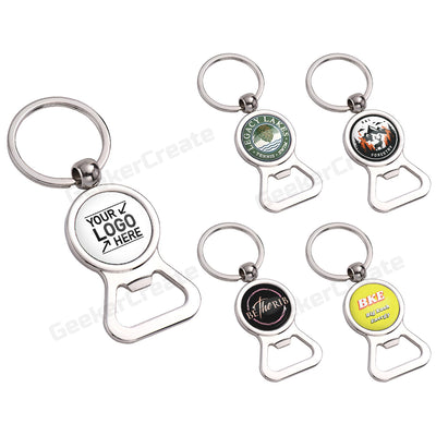 Custom Brand Epoxy Dome Metal Keychain Bottle Openers For Business