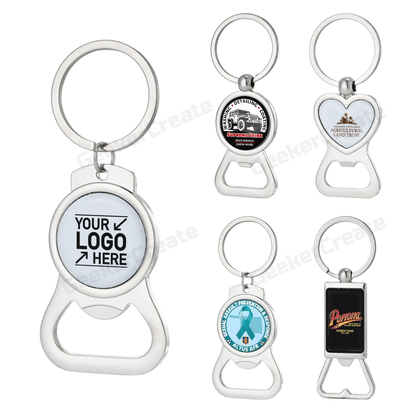 Custom Brand Epoxy Dome Metal Keychain Bottle Openers For Gift