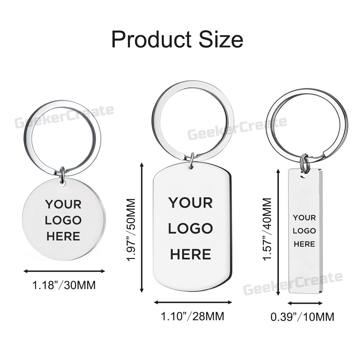 Bulk Custom Logo Engraved Stainless Steel Keychain Metal Key Ring