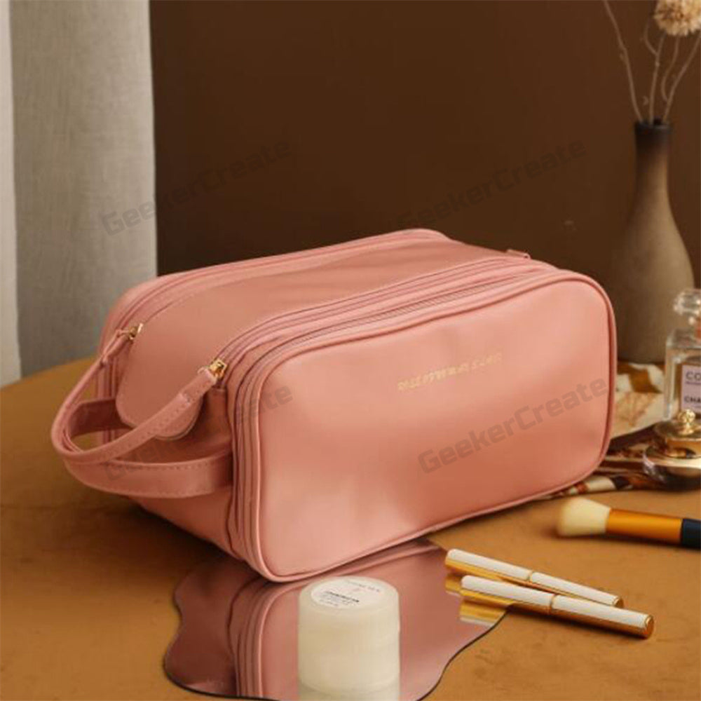 Custom Luxurious PU Cosmetic Bag Makeup Toiletry Bag Travel Organizer