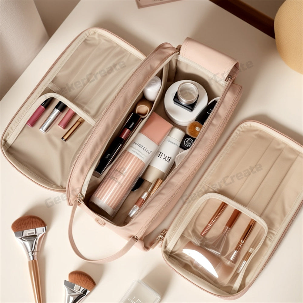 Custom Luxurious PU Cosmetic Bag Makeup Toiletry Bag Travel Organizer