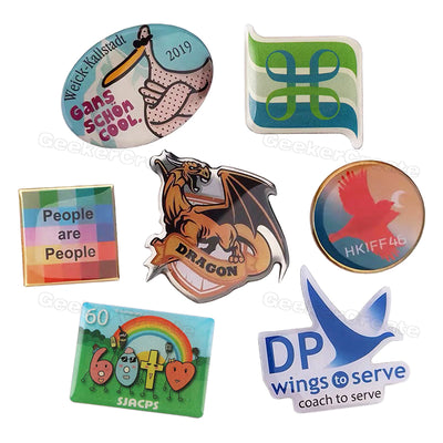 Custom Brand Logo Offset Printed Lapel Pins Epoxy Dome Metal Badges