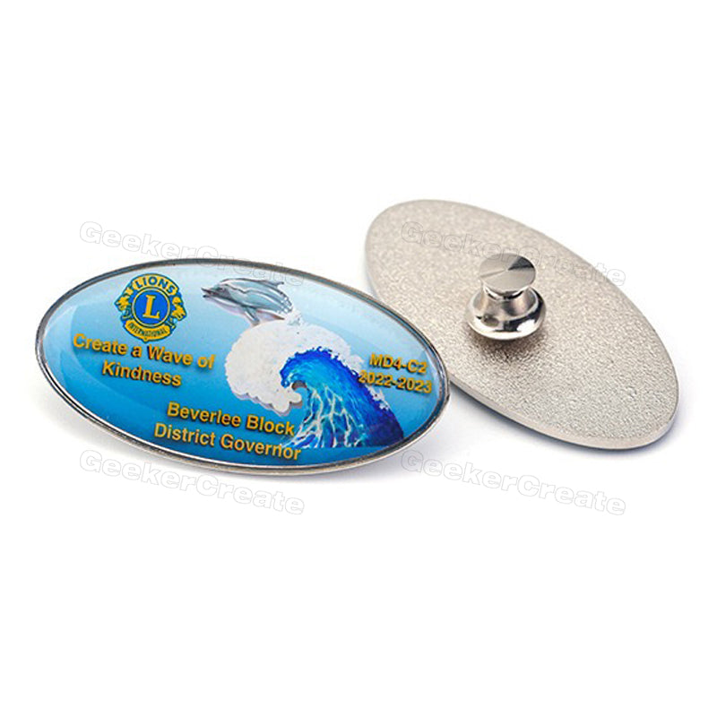 Custom Brand Logo Offset Printed Lapel Pins Epoxy Dome Metal Badges