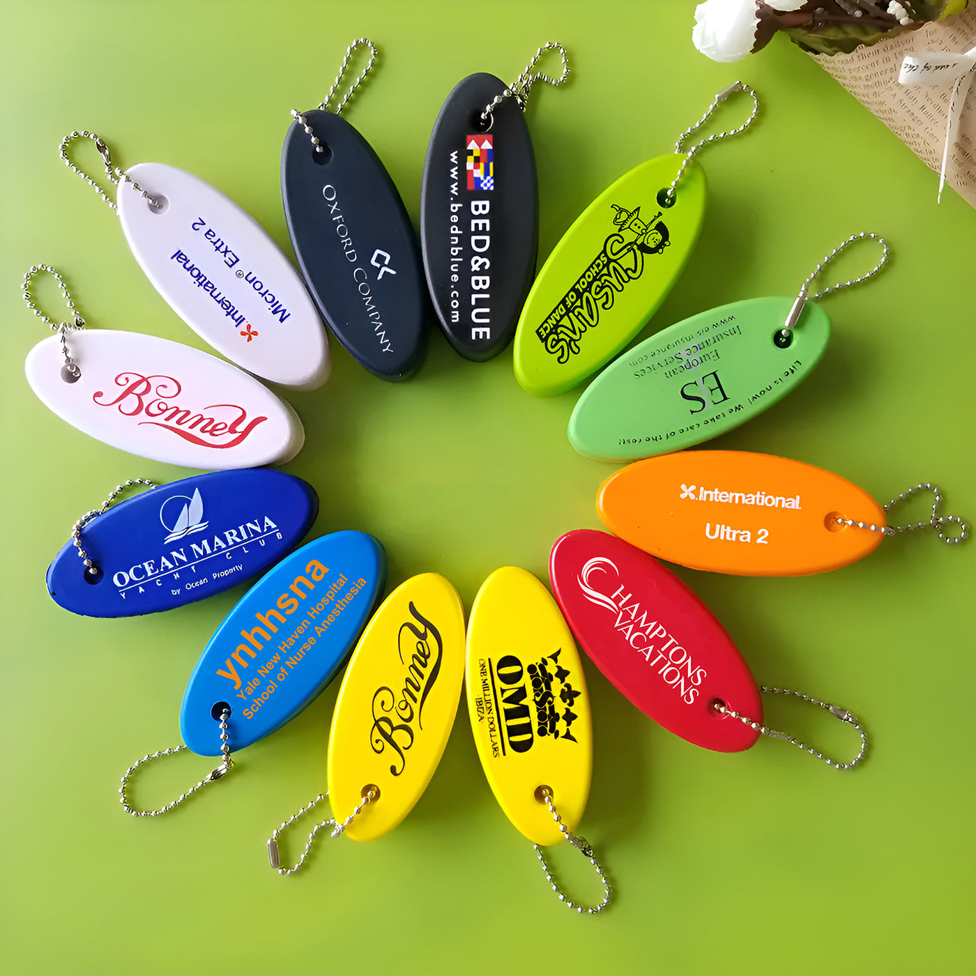 Custom Promotional PU Foam Oval Floating Boat Keychain For Giftaways