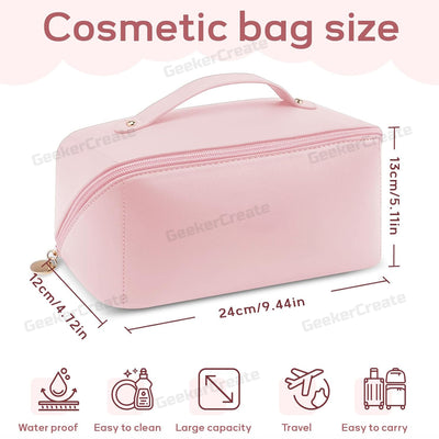 Custom PU Leather Toiletry Bag Travel Makeup Bag with Embroidered Logo