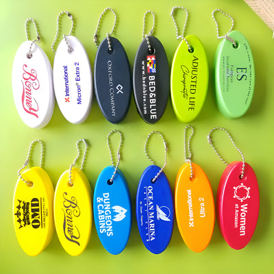 Custom Promotional PU Foam Oval Floating Boat Keychain For Giftaways