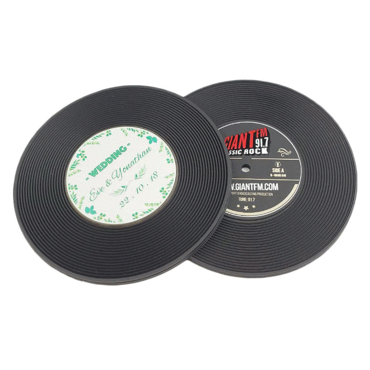 Custom Retro Record Coaster CD Soft PVC Rubber Printed Vinyl