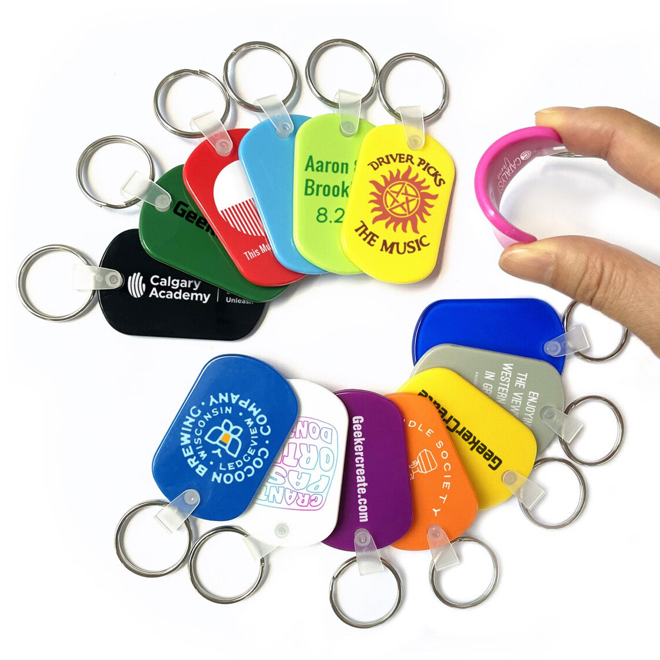 100pcs Custom Logo Printing Keychains Plastic Key tag For Business Giveaway Gifts