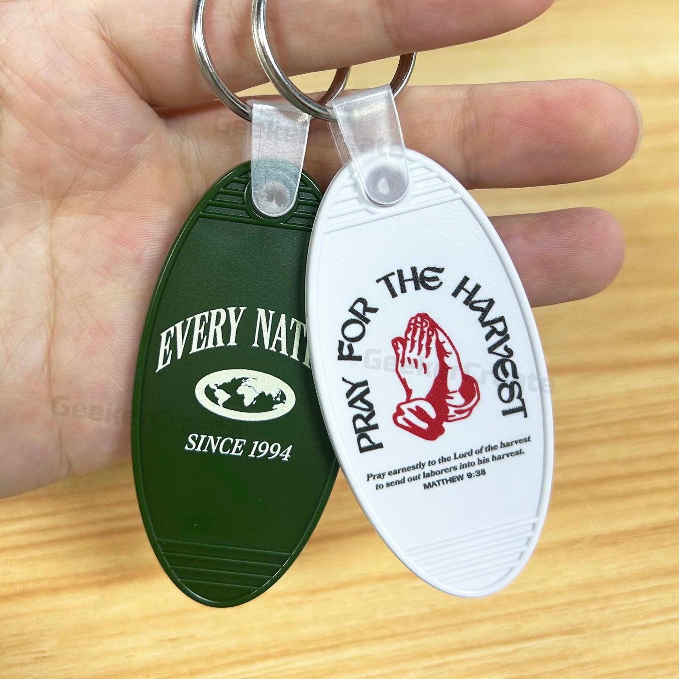 Custom Logo Printed Oval Keychains Plastic Key Tag For Business Giveaway