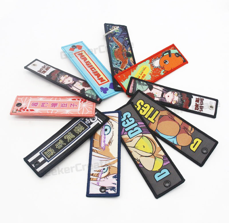 Custom Sublimation Printed Patch Keychain Brand Logo Name Text Key Tag