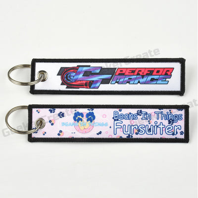 Custom Sublimation Printed Patch Keychain Brand Logo Name Text Key Tag