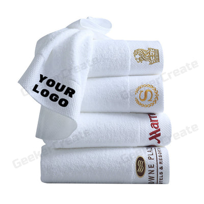 Custom Luxury 100% Pure Cotton Embroidered White Towel For Hotel & Spa