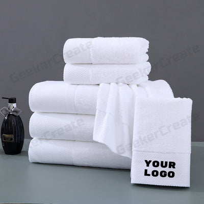 Custom Luxury 100% Pure Cotton Embroidered White Towel For Hotel & Spa