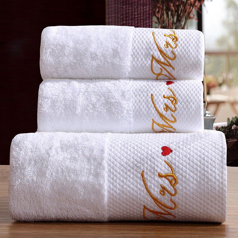 Custom Luxury 100% Pure Cotton Embroidered White Towel For Hotel & Spa