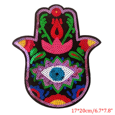 Large Size Evil Eyes Sequin Patch - Sew On / Iron On Backing