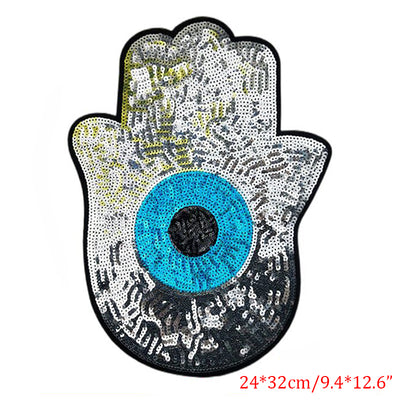 Large Size Evil Eyes Sequin Patch - Sew On / Iron On Backing