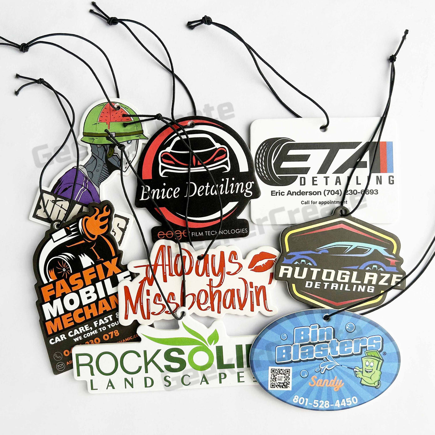 Custom Air Fresheners car with your brand logo for trunk wash detailing business