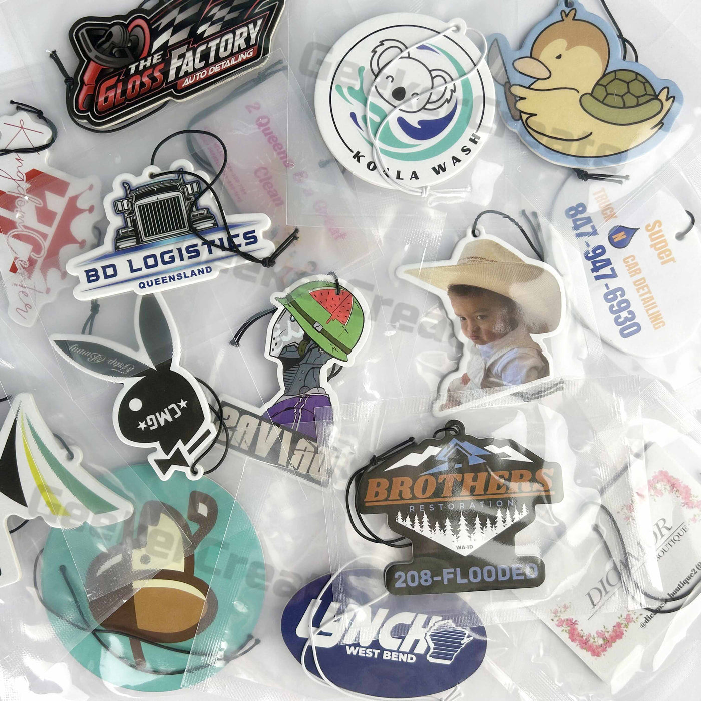 Custom Air Fresheners with your brand logo for car wash detailing business promotion gifts
