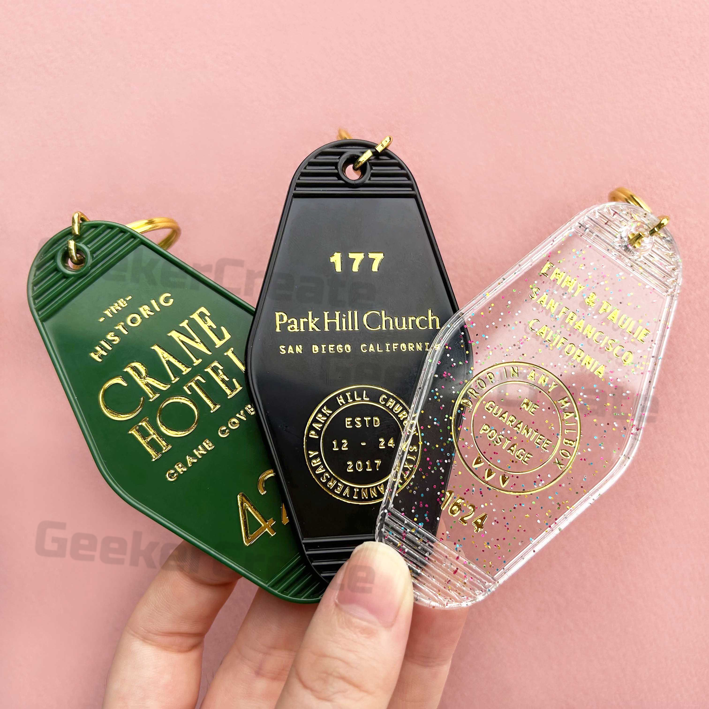Custom Vintage Keychain lot Gold Foil Hotel Key Tag Gold Stamped ...