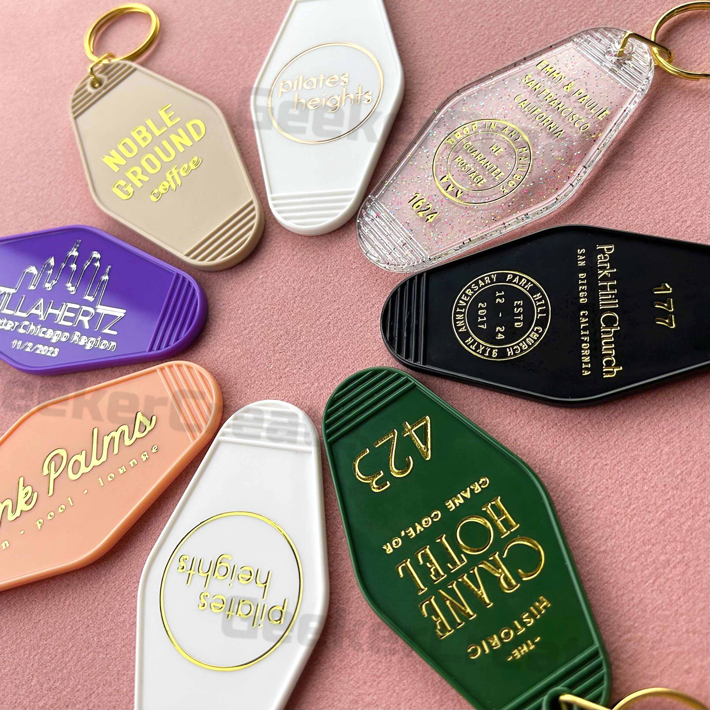 Custom vintage hotel keychain on sale