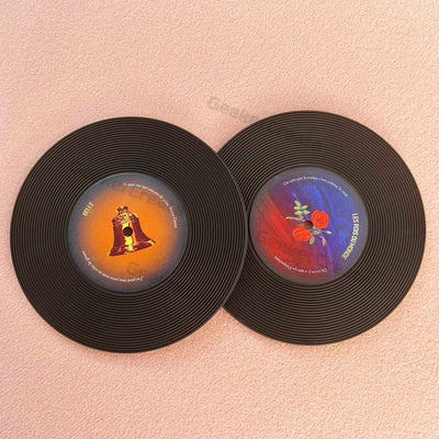 100pcs Custom Retro Record CD Soft PVC Rubber UV Printing Cup Coasters